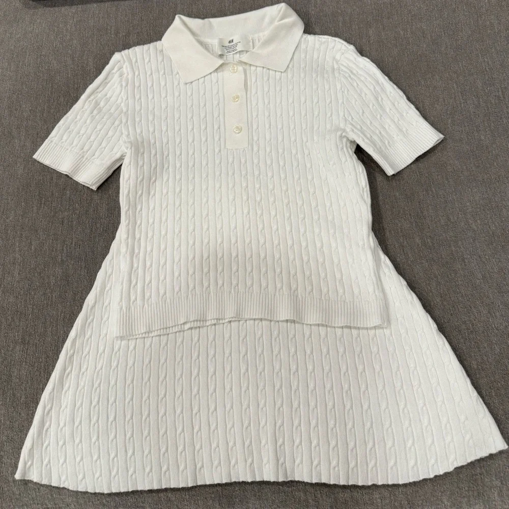H&M Kids Cable Knit Polo Dress – Size 8–10Y (134/140)